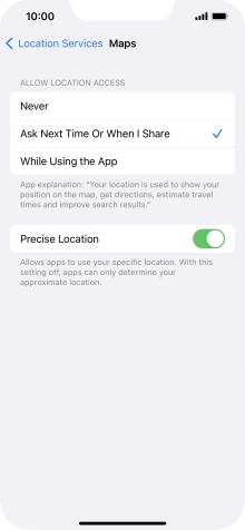 Press the required setting to turn the function on or off.
