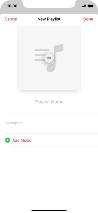 Press the text input field and key in a name for the playlist.
