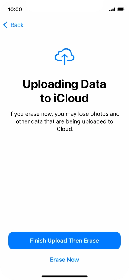 Press the required setting.