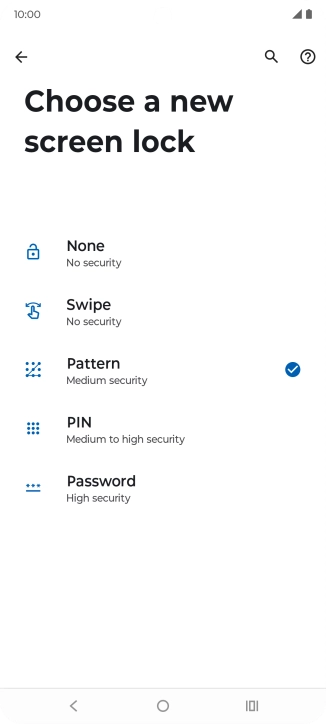 Press None and key in the additional phone lock code you created earlier.