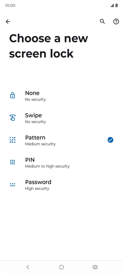 Press None and key in the additional phone lock code you created earlier.