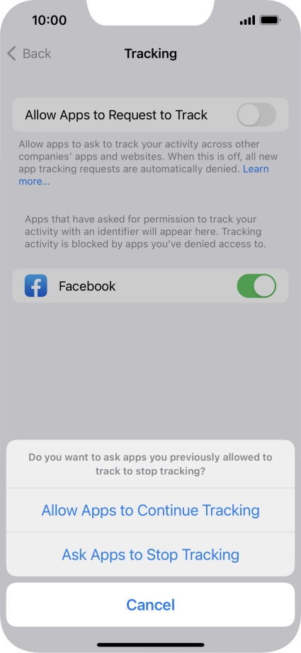 If you turn off the function, press the required setting.
