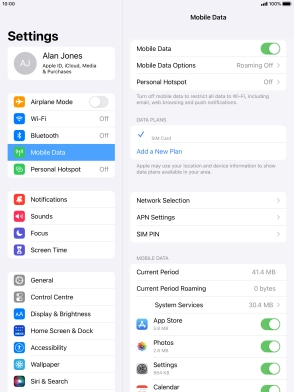Press Mobile Data Options.