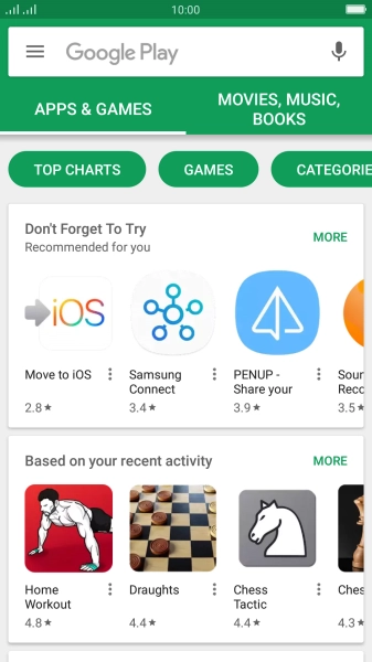 Press the search field.