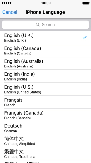 Press the required language. Press the required language.