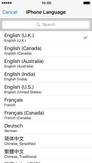Press the required language.
