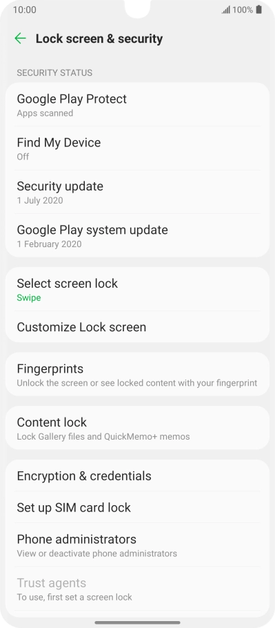 Press Select screen lock.
