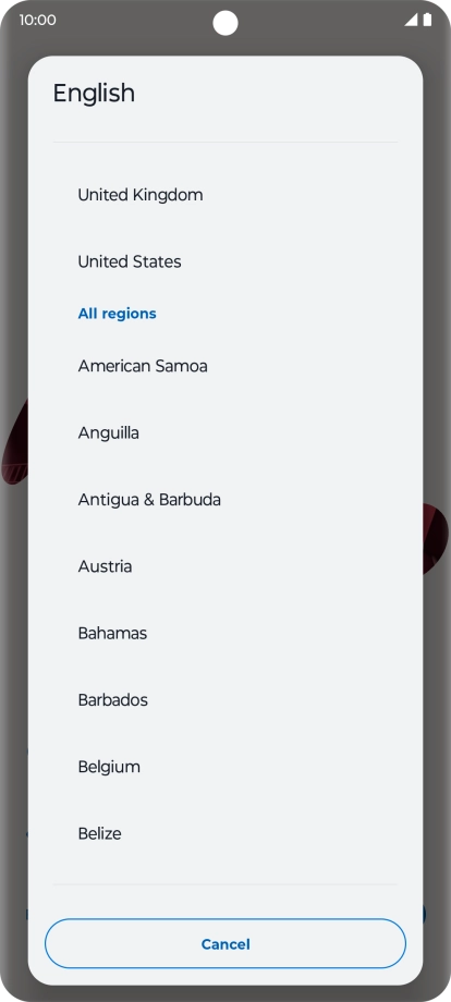 Press the required country or area.