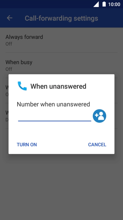 Key in +61414121121 and press TURN ON.