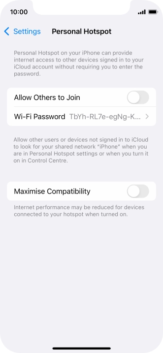 Press Wi-Fi Password and key in the required password.