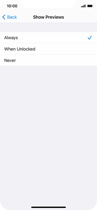 To select notification preview on the lock screen, press Always.