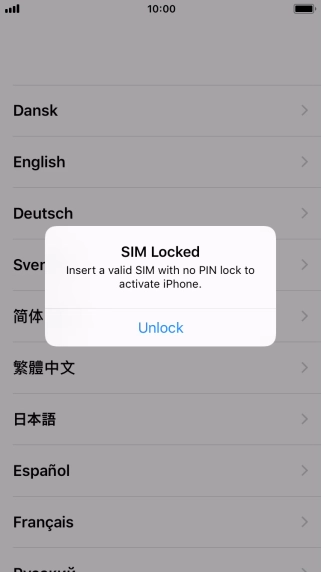 If your SIM is locked, press Unlock. If your SIM is locked, press Unlock.