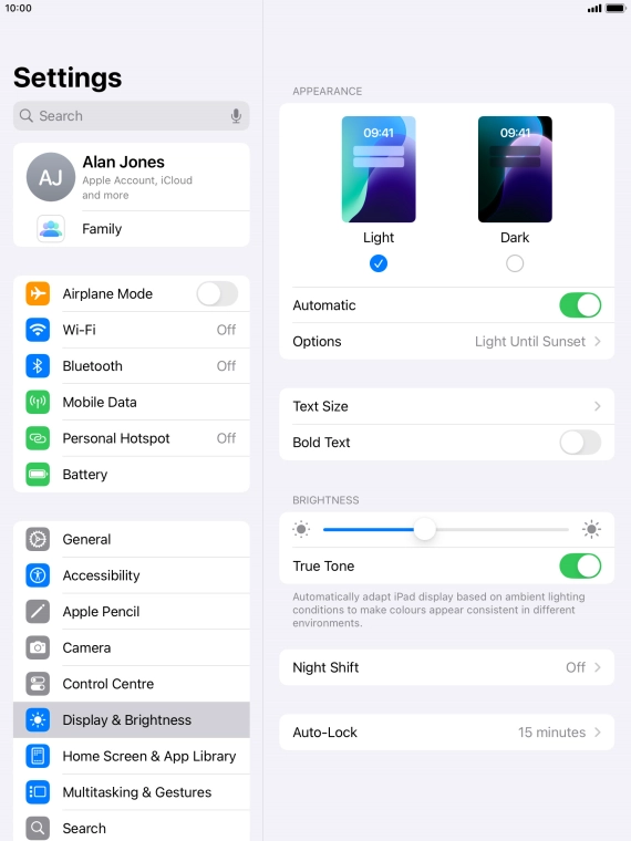 If you turn on the function, press Options and follow the instructions on the screen to select the required period of time for Dark Mode. If you turn on the function, press Options and follow the instructions on the screen to select the required period of time for Dark Mode.