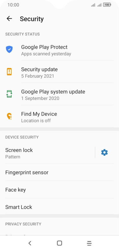 Press Screen lock and key in the additional phone lock code you created earlier.