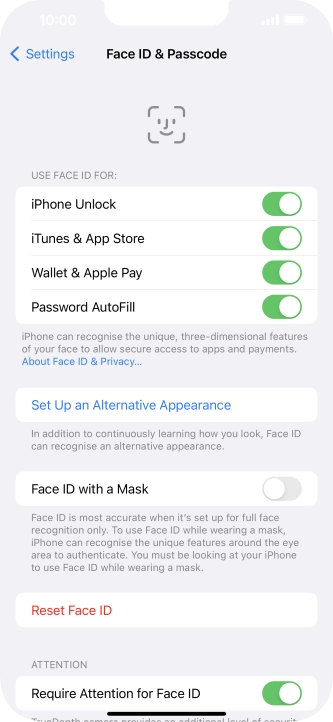 Press the indicators next to the required settings to turn them on or off.