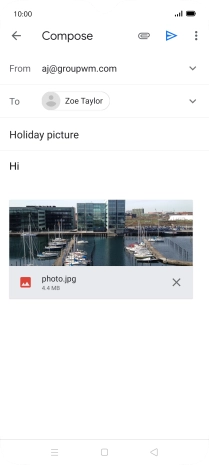 Press the send icon when you've finished your email message.