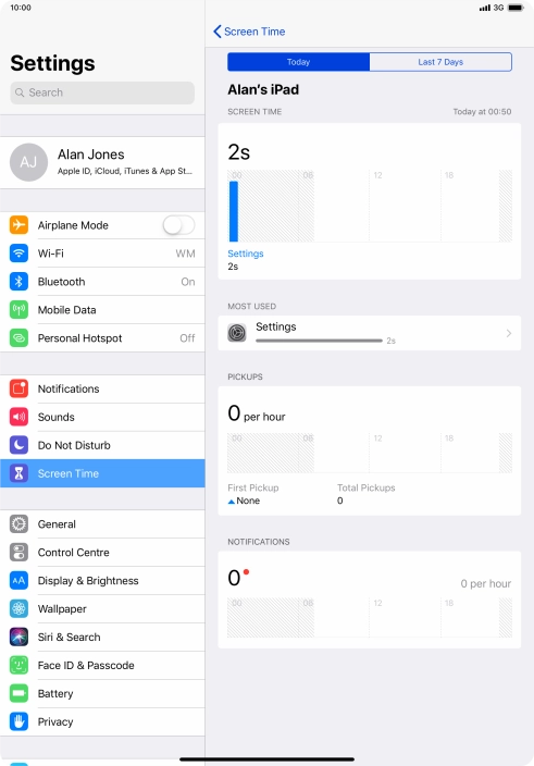 Press Last 7 Days to see your use for the past week.