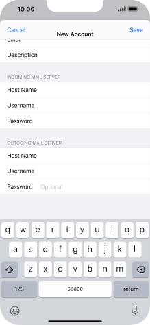 Press Password and key in the password for your email account. Please note that if you're using Vodafone's outgoing server, leave the password field empty.
