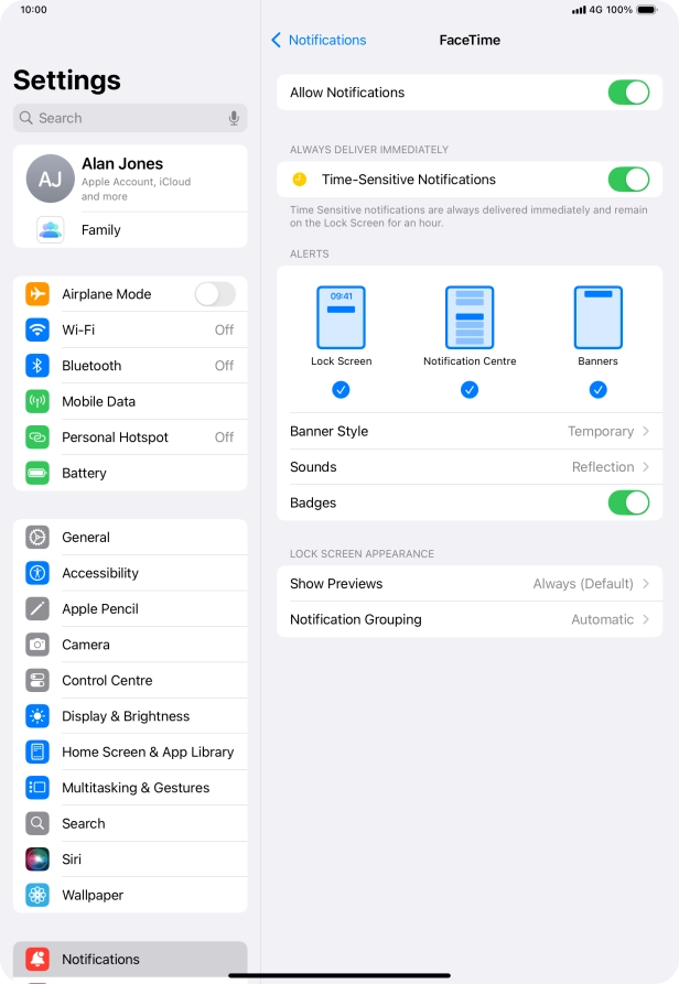 Press the indicator next to 