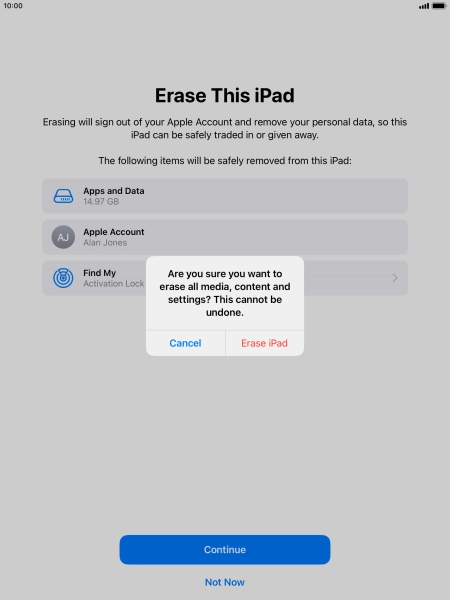 Press Erase iPad. Press Erase iPad.