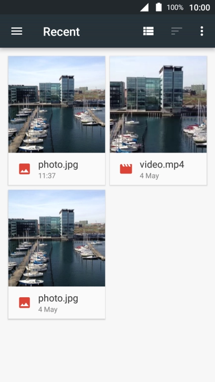 Slide your finger right starting from the left side of the screen and go to the required folder.