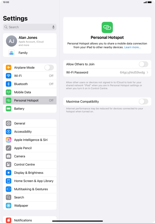 Press Wi-Fi Password and key in the required password. Press Wi-Fi Password and key in the required password.
