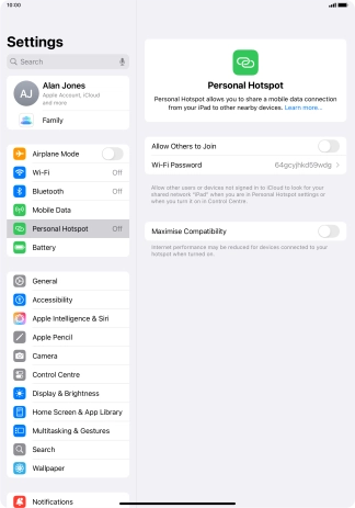 Press Wi-Fi Password and key in the required password. Press Wi-Fi Password and key in the required password.