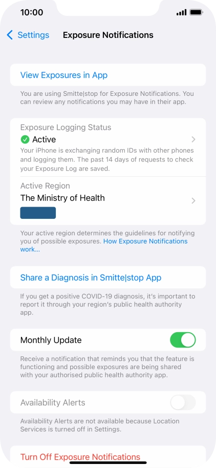 Press Exposure Logging Status.