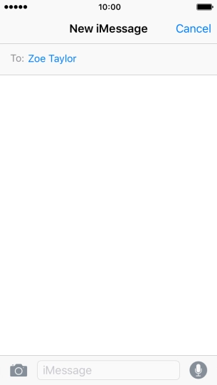 If the recipient can receive iMessages, iMessage is displayed in the text input field.