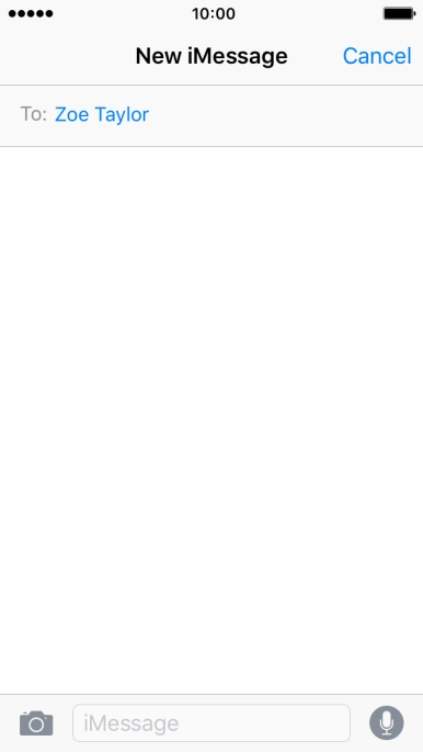 If the recipient can receive iMessages, iMessage is displayed in the text input field.