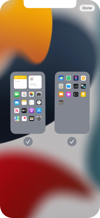 Press the fields below the required home screens to select or deselect them.