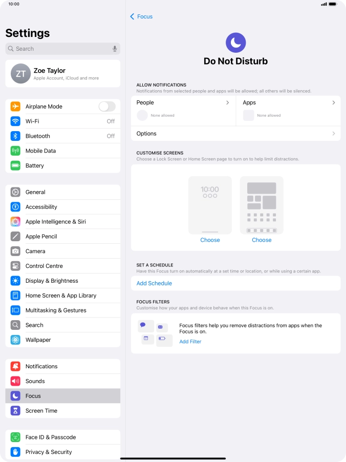 Press People and follow the instructions on the screen to select which contacts you would like to receive calls and notifications from when Do Not Disturb is turned on.