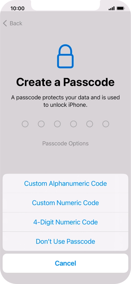 Follow the instructions on the screen to turn on use of phone lock code or press Don't Use Passcode. Follow the instructions on the screen to turn on use of phone lock code or press Don't Use Passcode.