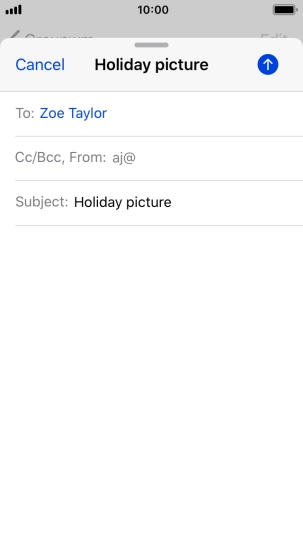 Press the text input field and write the text for your email message.