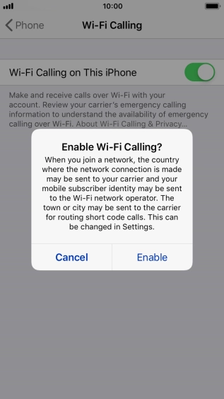 If you turn on the function, press Enable.