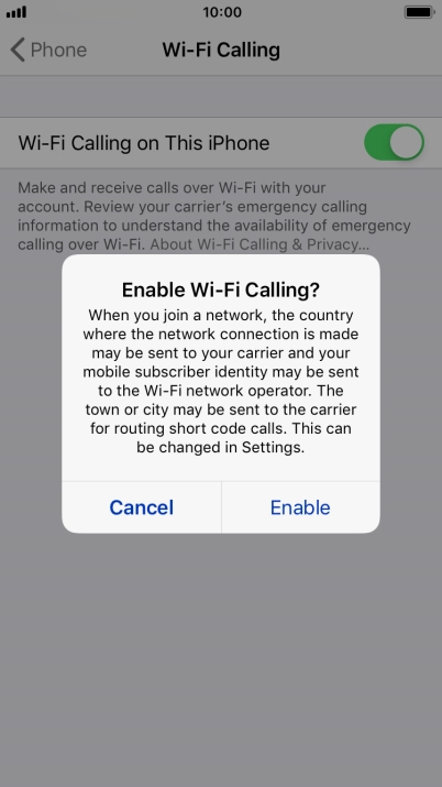 If you turn on the function, press Enable.