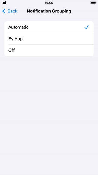 Press the required setting.