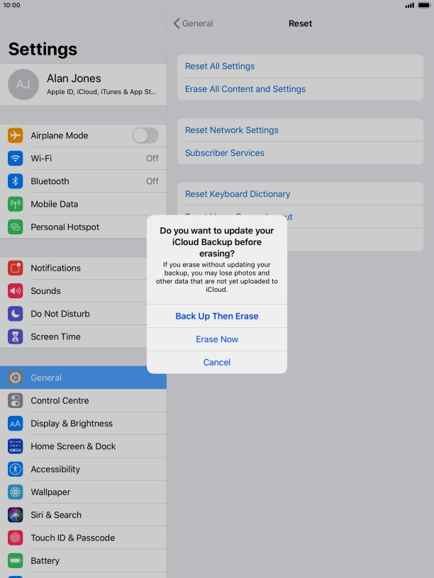 Press Erase Now. Press Erase Now.