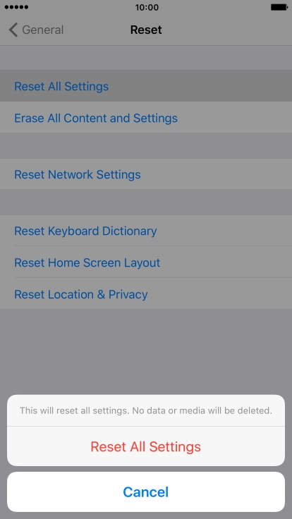 Press Reset All Settings.
