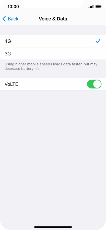 Press the required network mode.