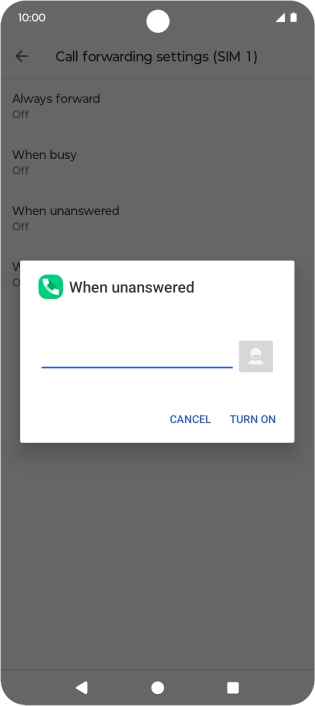 Key in +61414121121 and press TURN ON.