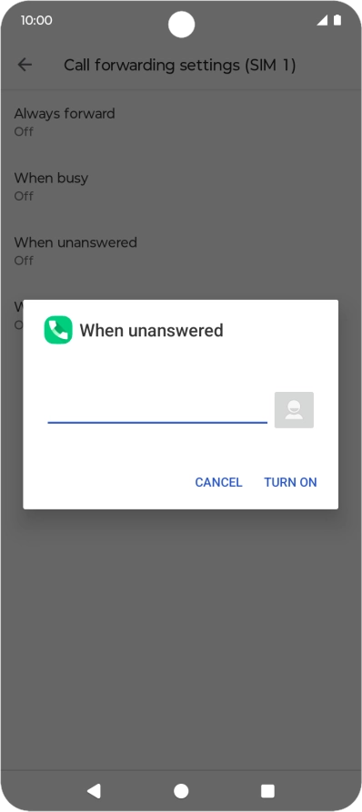 Key in +61414121121 and press TURN ON.