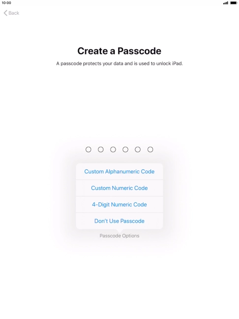 Follow the instructions on the screen to turn on use of lock code or press Don't Use Passcode. Follow the instructions on the screen to turn on use of lock code or press Don't Use Passcode.