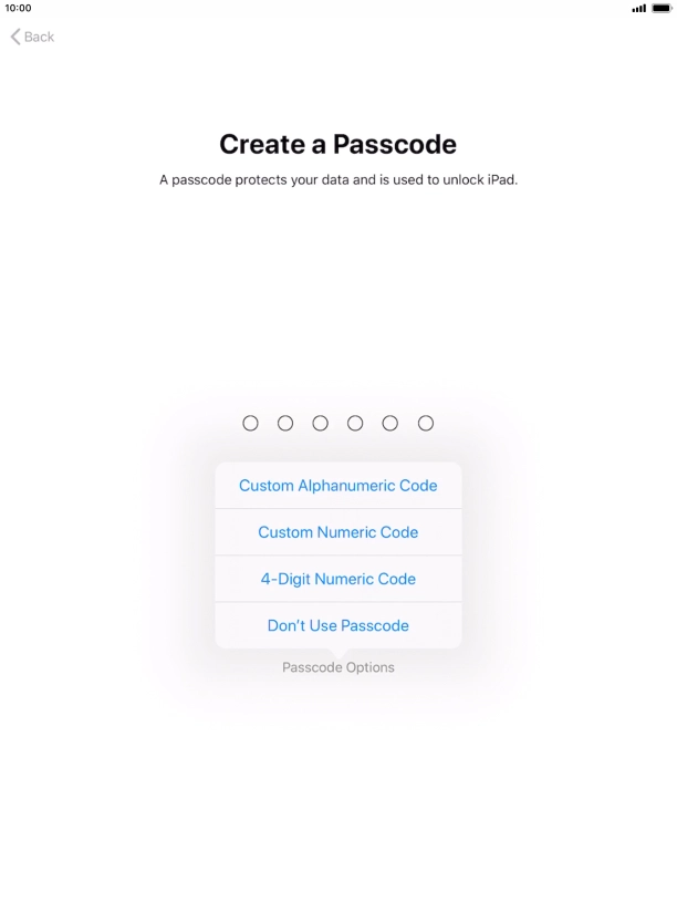 Follow the instructions on the screen to turn on use of lock code or press Don't Use Passcode. Follow the instructions on the screen to turn on use of lock code or press Don't Use Passcode.