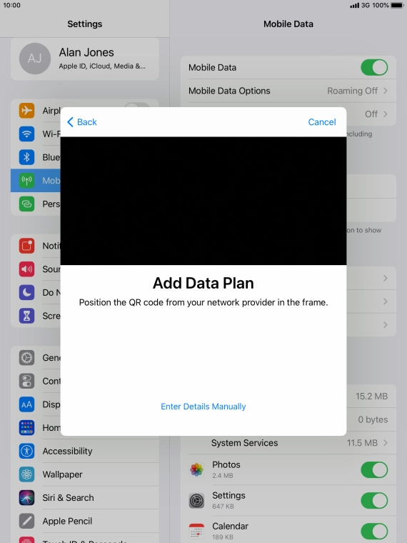 Place the QR code you've received inside the tablet camera frame to scan the code. Place the QR code you've received inside the tablet camera frame to scan the code.