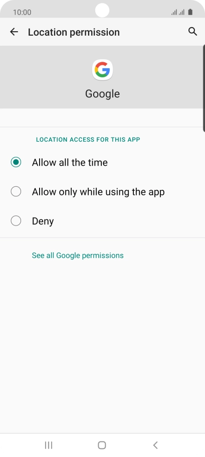 Press the required setting.