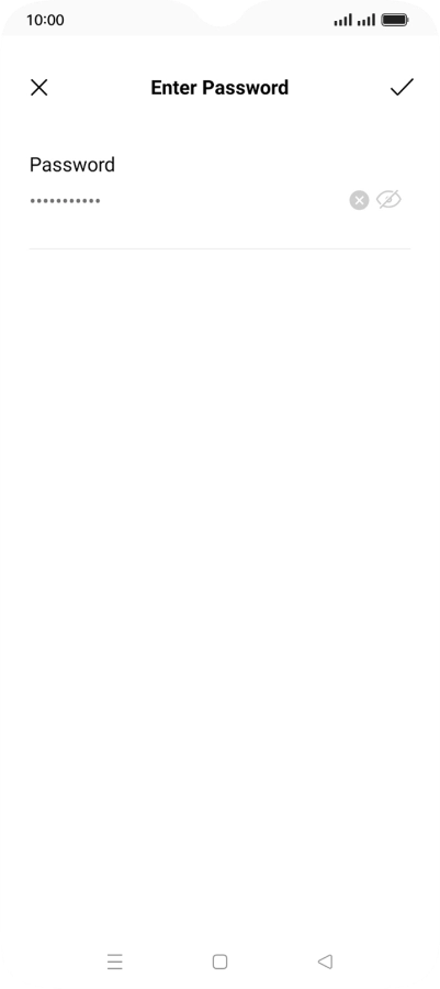 Key in the password for the Wi-Fi network and press the confirm icon.