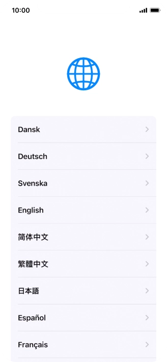 Press the required language.