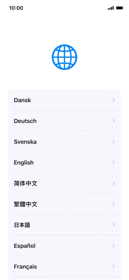 Press the required language.