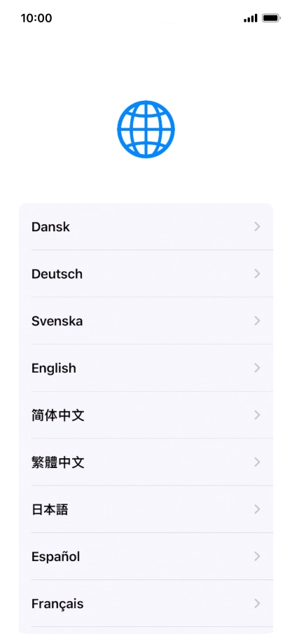 Press the required language.